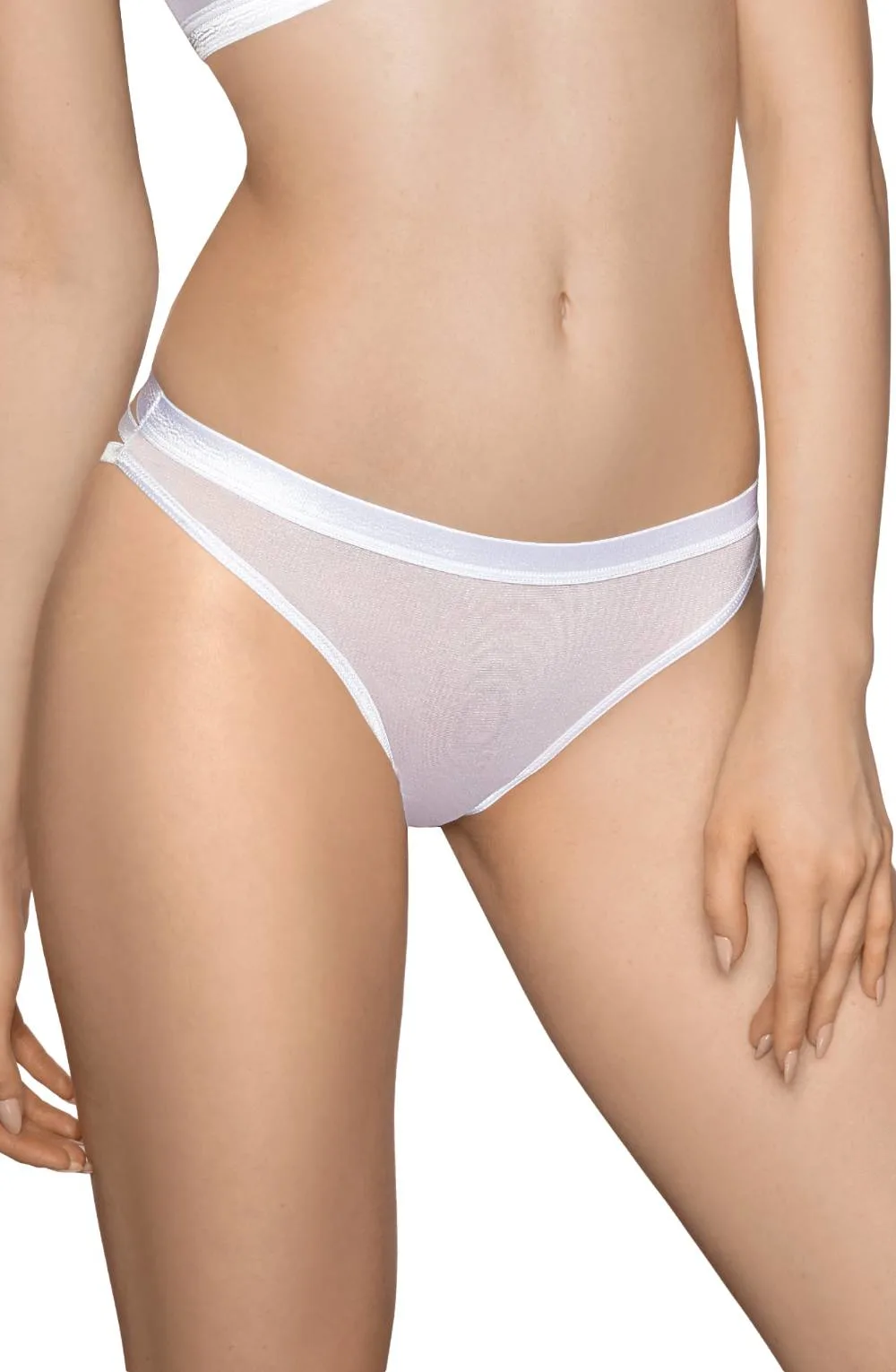 image 2 of Roza Lisbet Soft Stretch Thong - Floral Applique Detail - White