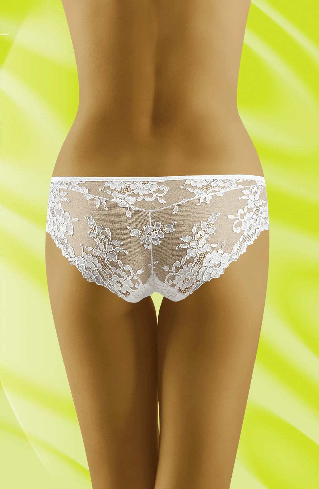 image 3 of Wolbar White Lace Trim Briefs - Soft & Stretchy