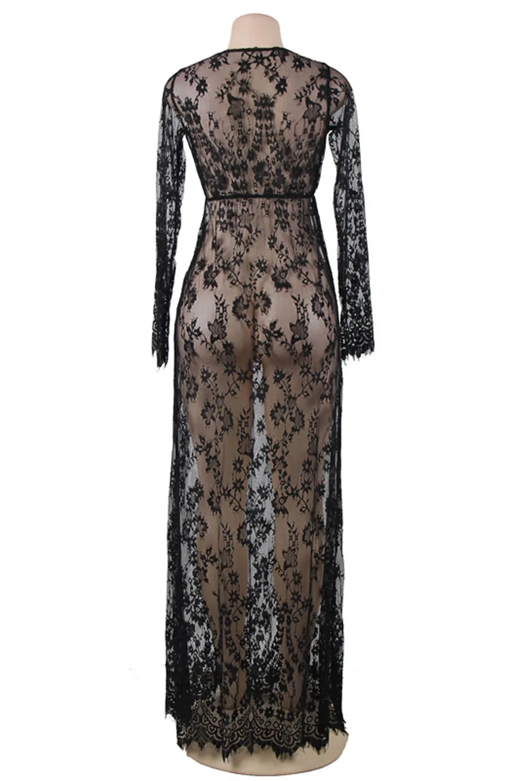 image 2 of YesX YX826 Black Lace Nightdress & Thong - Elegant Bedroom Attire