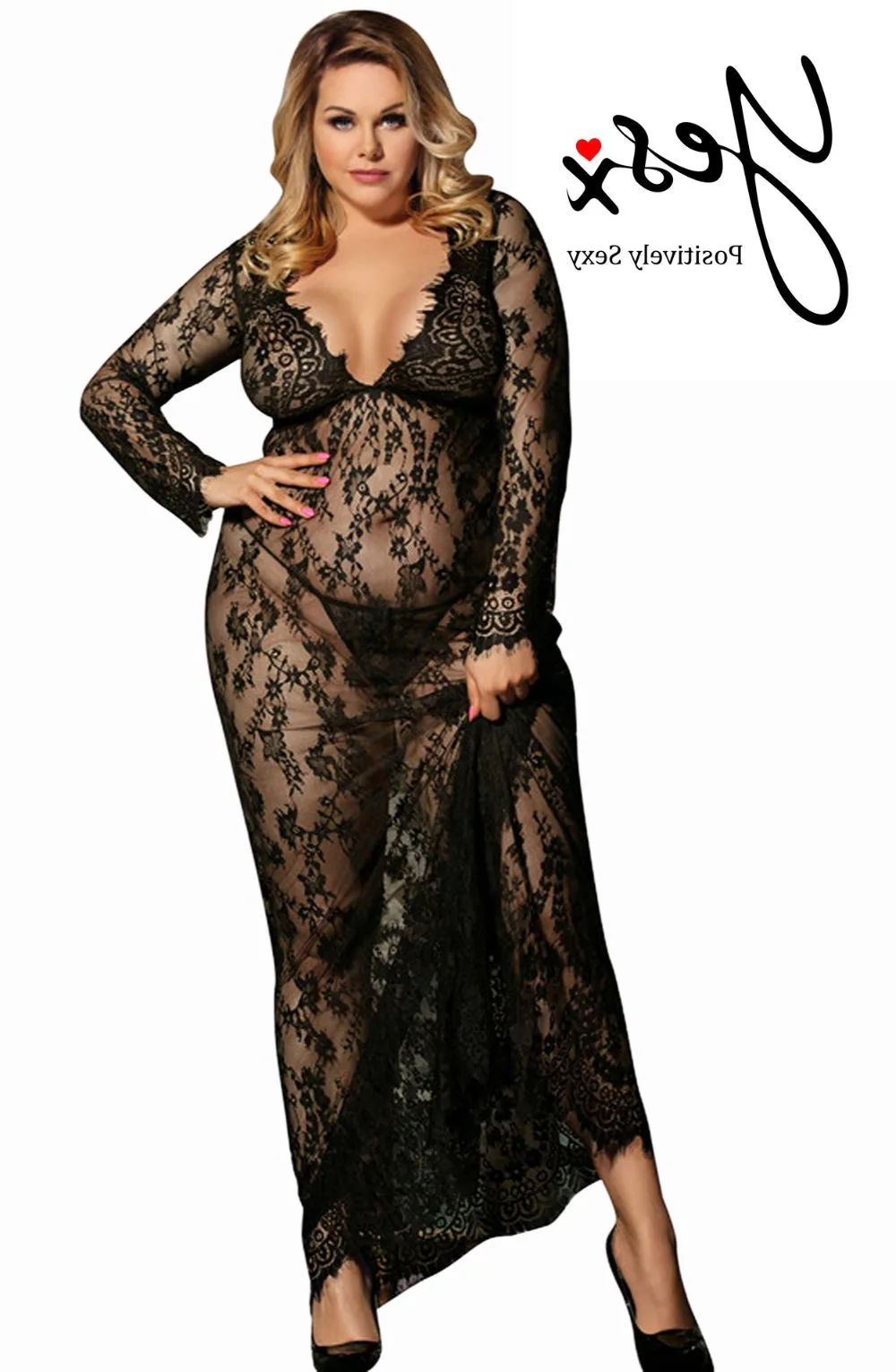 image 12 of YesX YX826 Black Lace Nightdress & Thong - Elegant Bedroom Attire