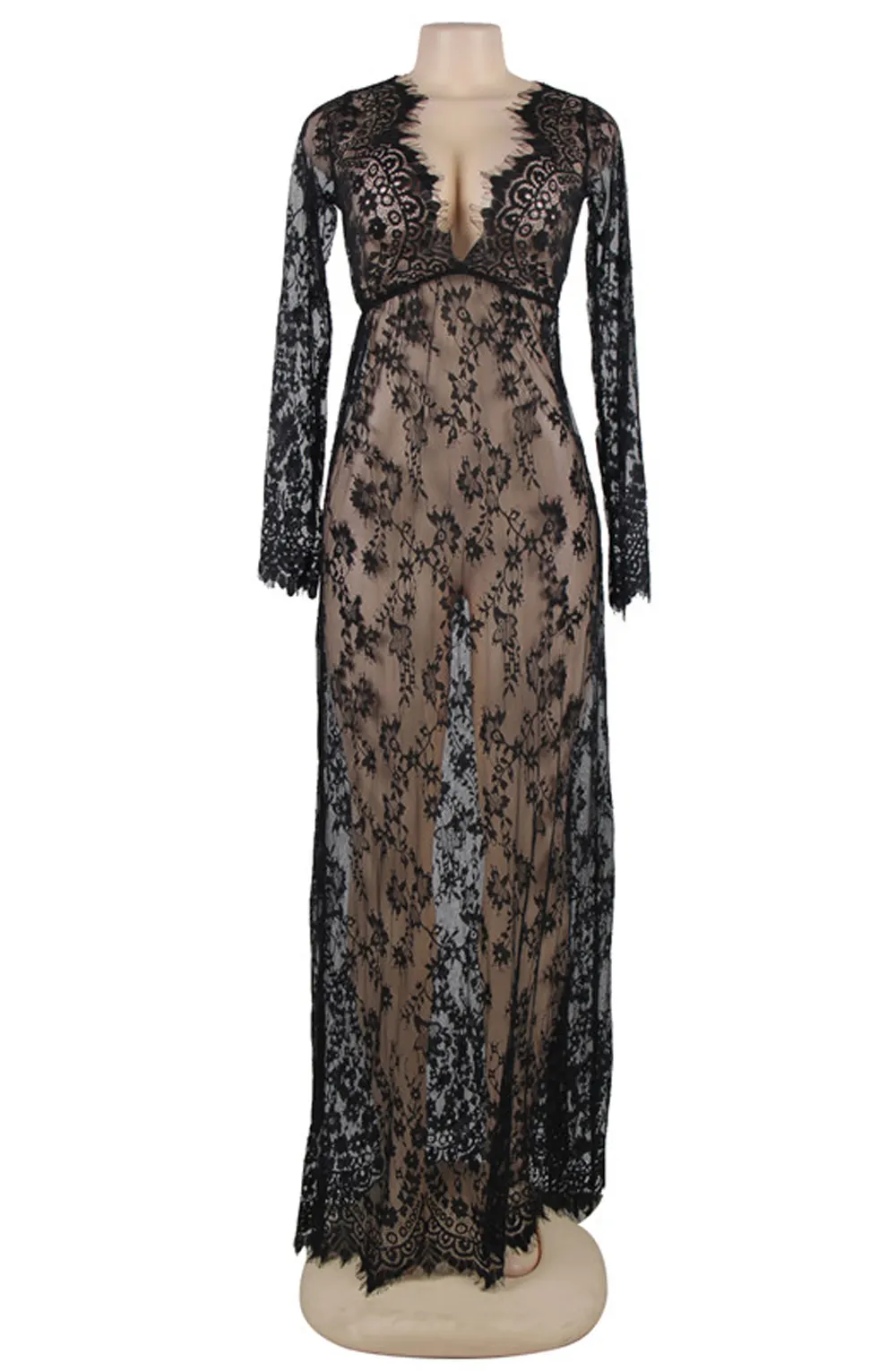 image 6 of YesX YX826 Black Lace Nightdress & Thong - Elegant Bedroom Attire