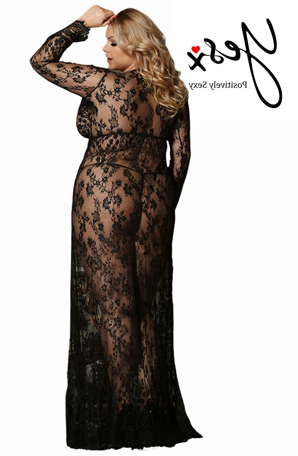 image 3 of YesX YX826Q Long Lace Nightdress Gown with Matching Thong