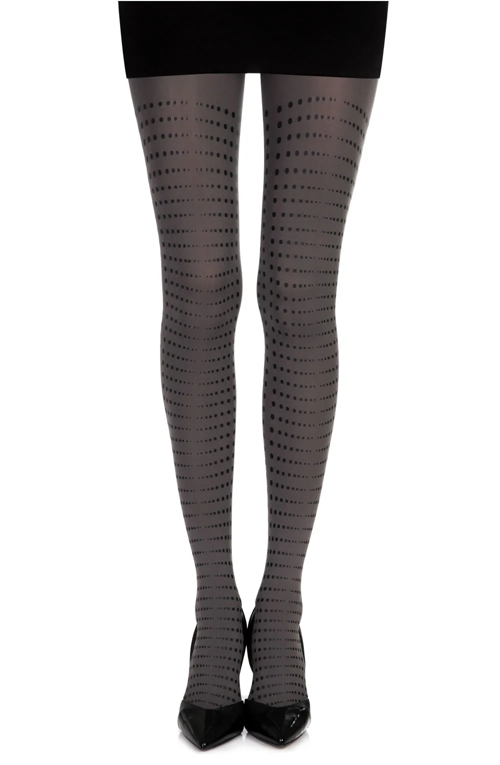 Zohara Grey Dot Print Tights - Stripe Pattern (120D)