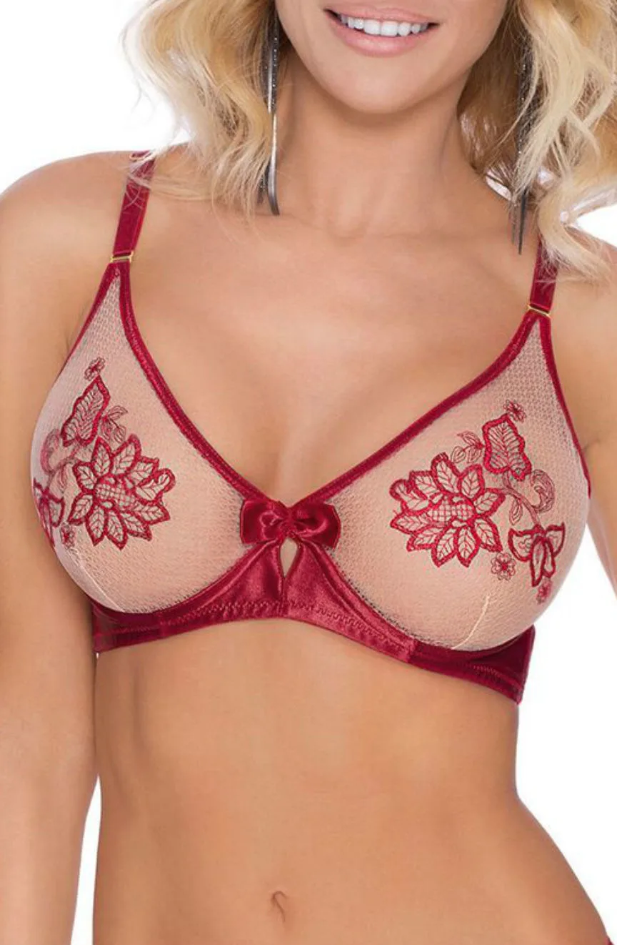 Roza Henna Soft Cup Bra - Intricate Nude Mesh & Satin Detailing