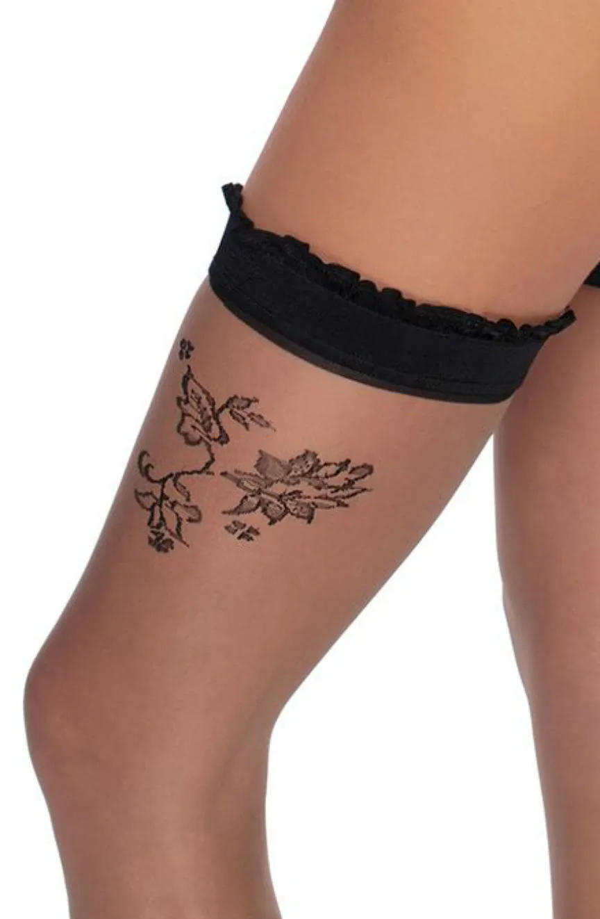 image 4 of Roza Mehendi Flower Nude Stockings - Clubwear Bestseller