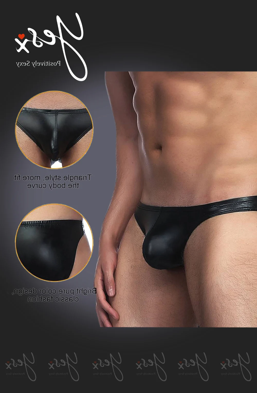 image 2 of YesX YX969 Black Wet Look Men's Brief - Sleek & Sexy