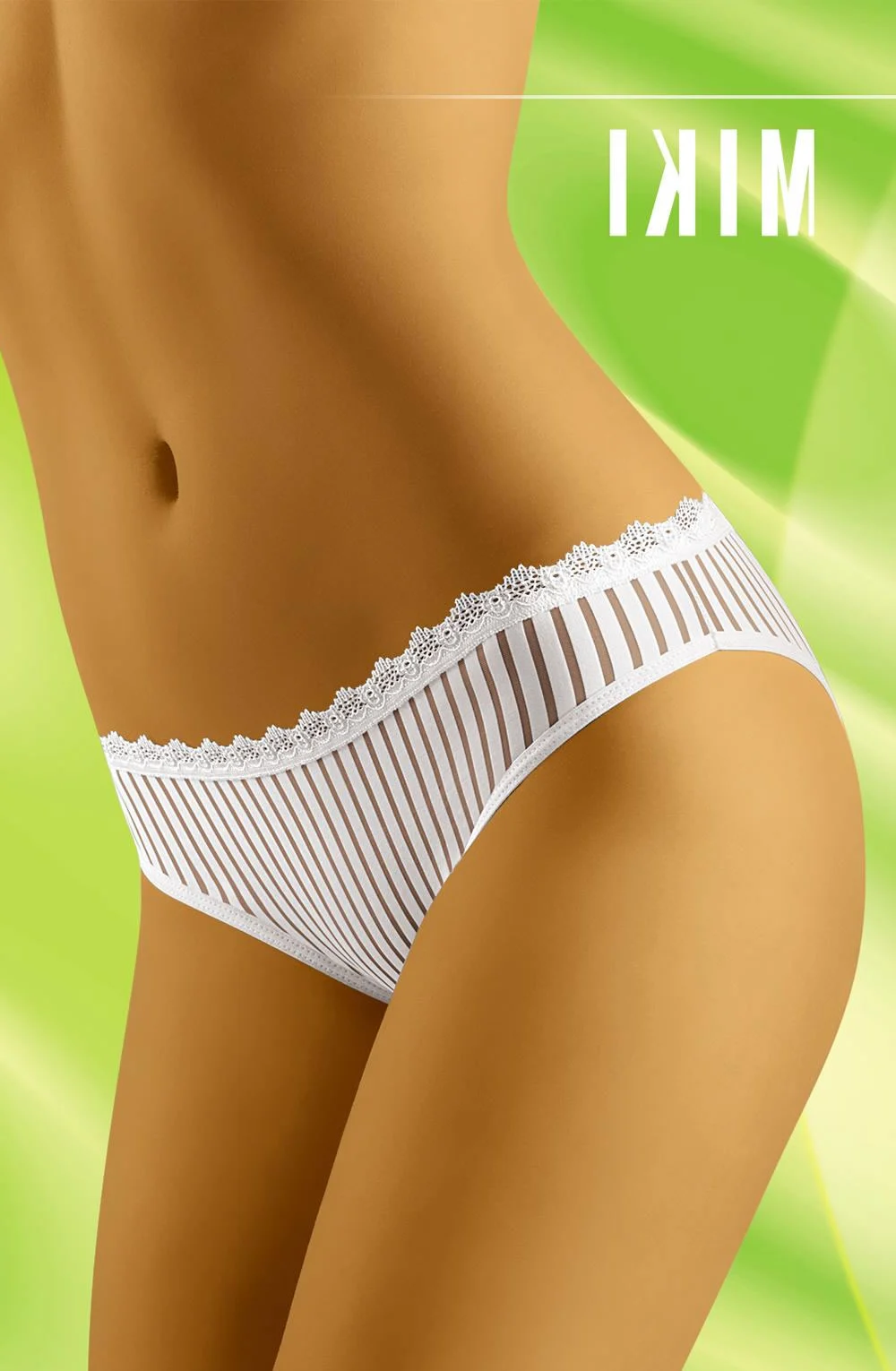 image of Wolbar Miki Embroidered Stripy Bridal Briefs  White