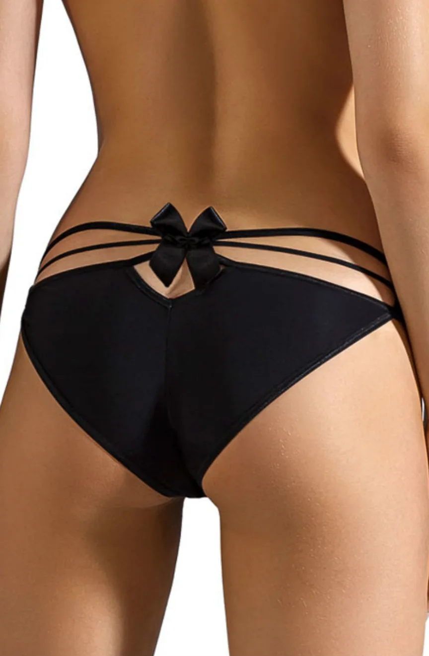 image 2 of Roza Mimi Black Elastic Strap Brief - Elegant & Seductive