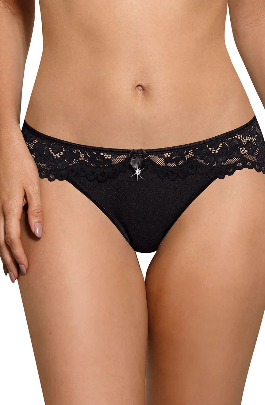 image 3 of Roza Newia Black Lace Brief - Soft & Scalloped - Lingerie Set