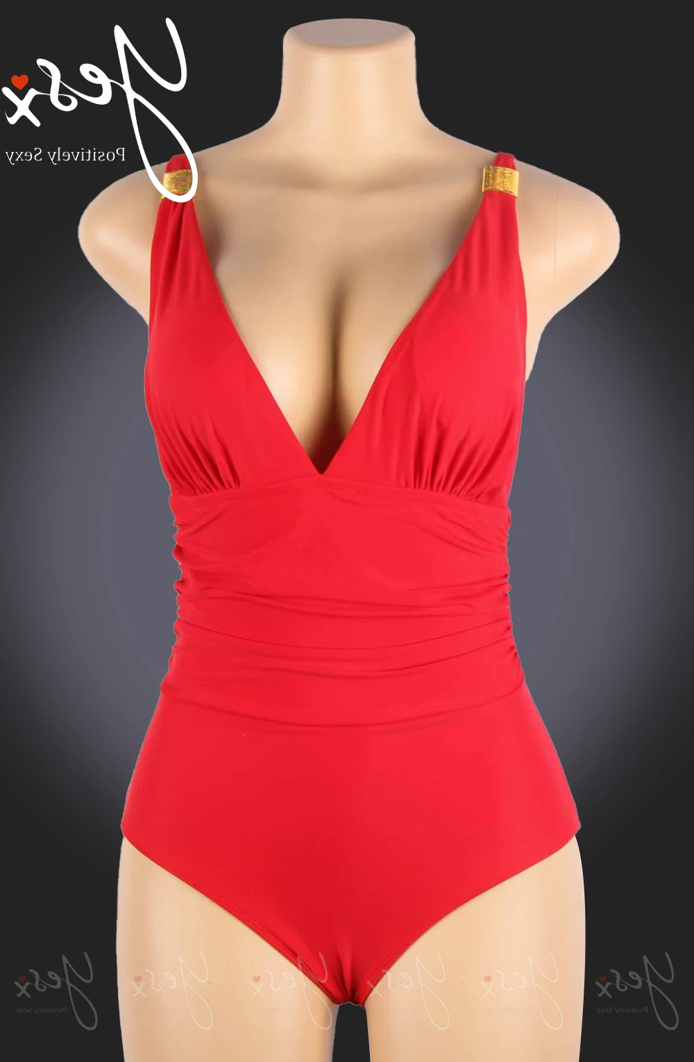 image 3 of YesX YX967 Red Ruched Swimsuit - Everyday Swimwear