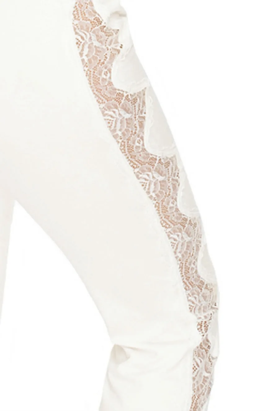 image 3 of Pandora Irall Elegant Lace Pyjamas in Ecru