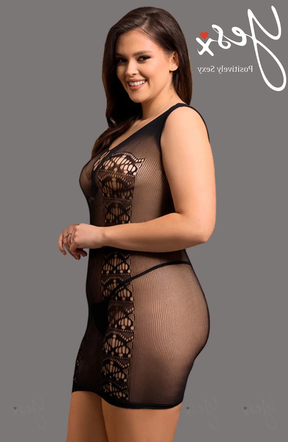image 2 of YesX YX820Q Plus Size Black Bodystocking Dress - Sleeveless& Sexy