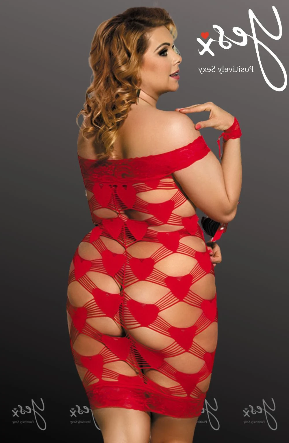 image 3 of YesX YX822Q Plus Size Love Hearts Bodystocking