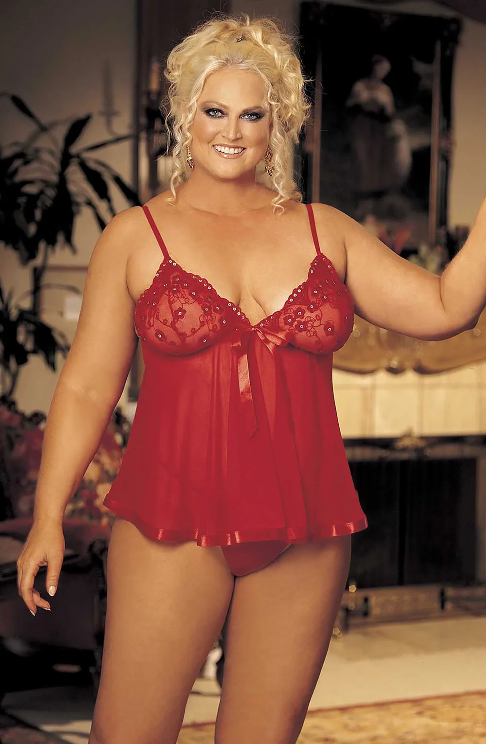 Shirley of Hollywood Red Sequin Babydoll (Plus Size)