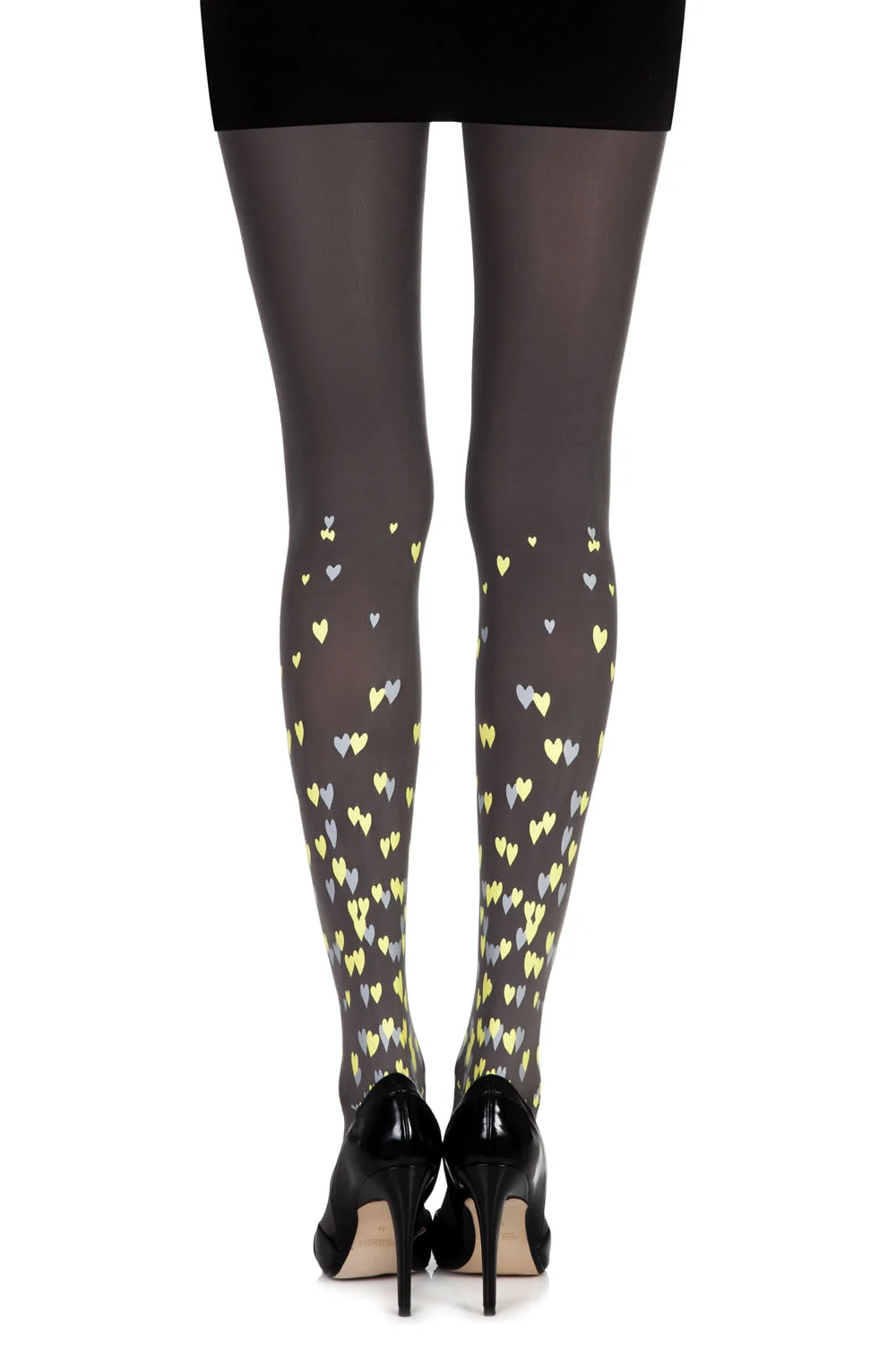 Zohara Grey Heart Printed Queen Tights - 120 Denier (Hosiery/Tights)