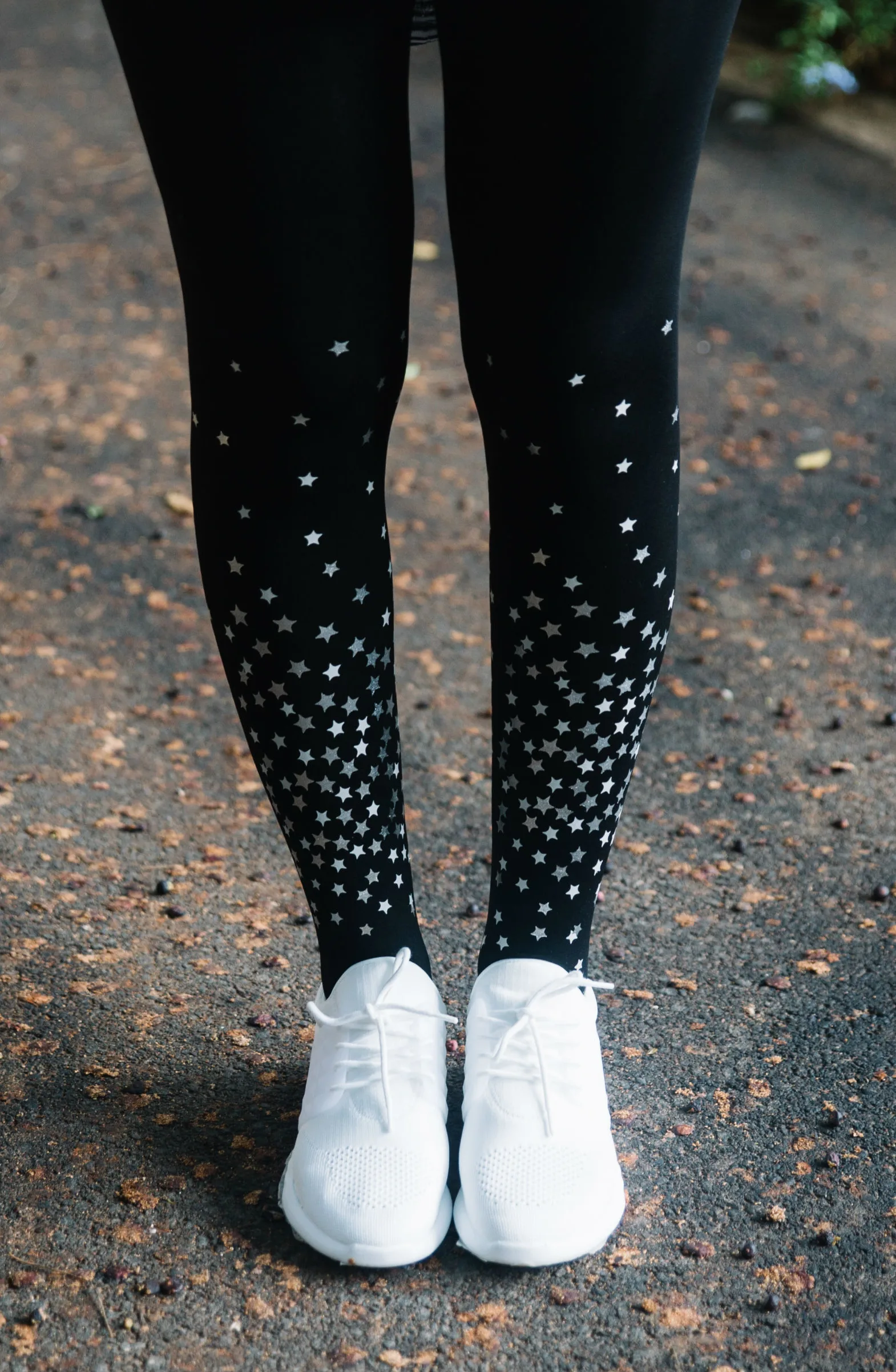 image 2 of Zohara Silver Star Print Tights - Black & Grey, 120 Denier