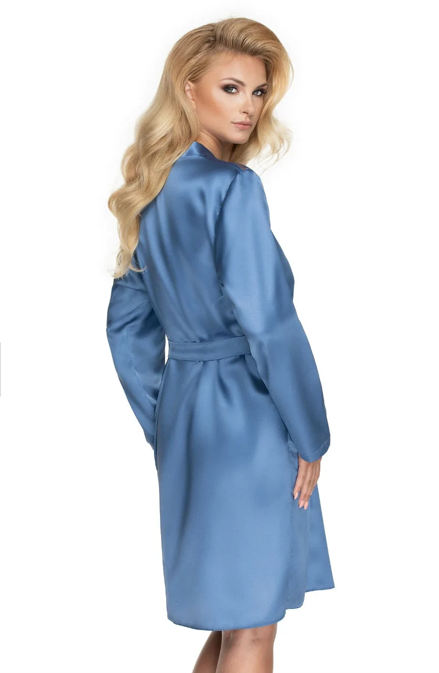 image 3 of Irall Sapphire Satin Dressing Gown - Luxury Nightwear