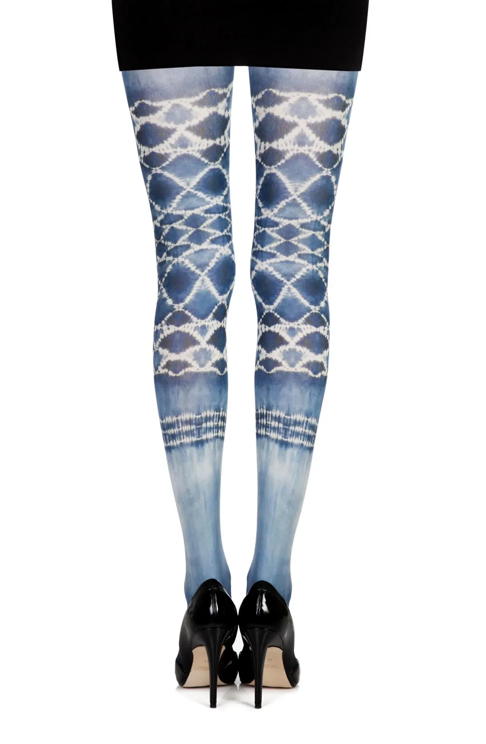 image 2 of Zohara 120 Denier White Print Tights - Sea World Inspired