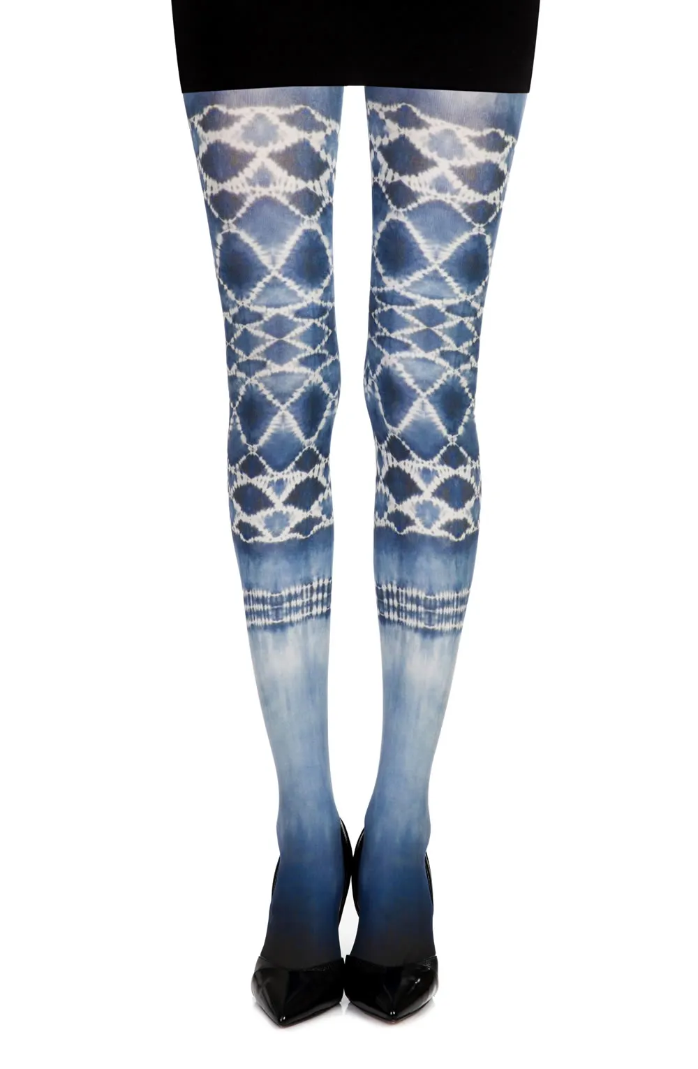 image 3 of Zohara 120 Denier White Print Tights - Sea World Inspired