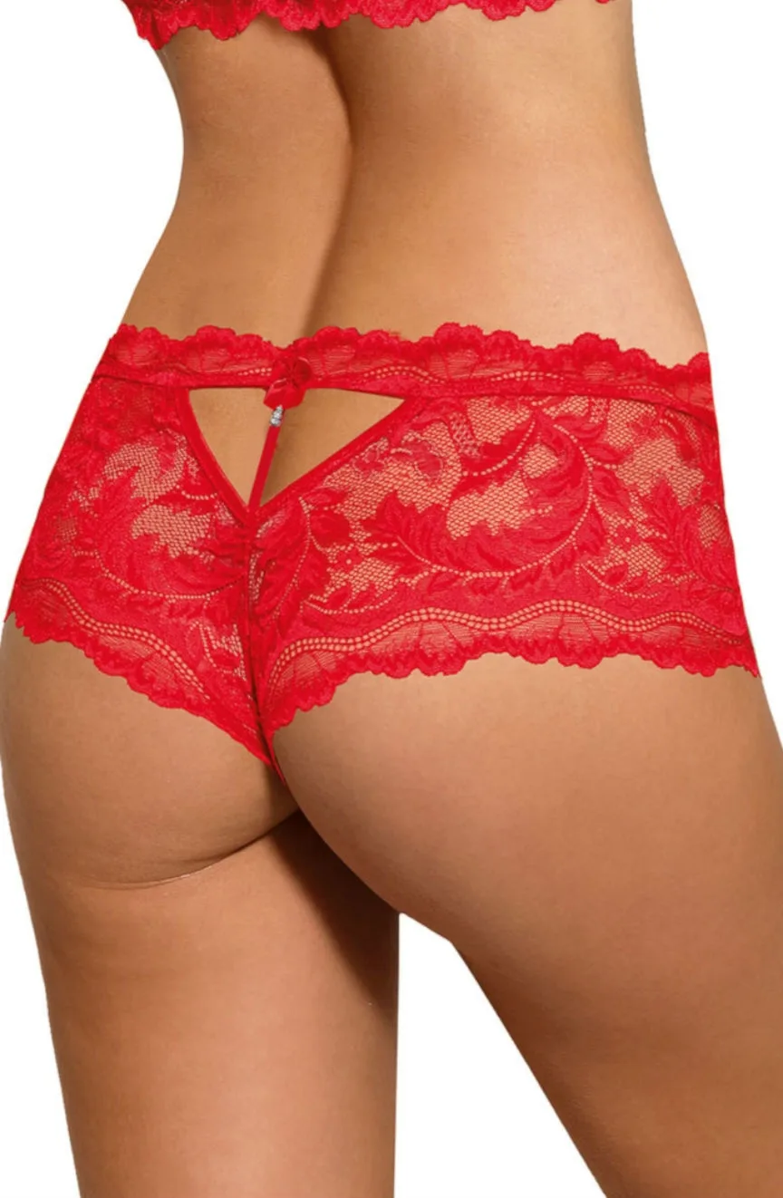 image 2 of Roza Sefia Red Lace Brief with Cut Out & Diamante Mix & Match