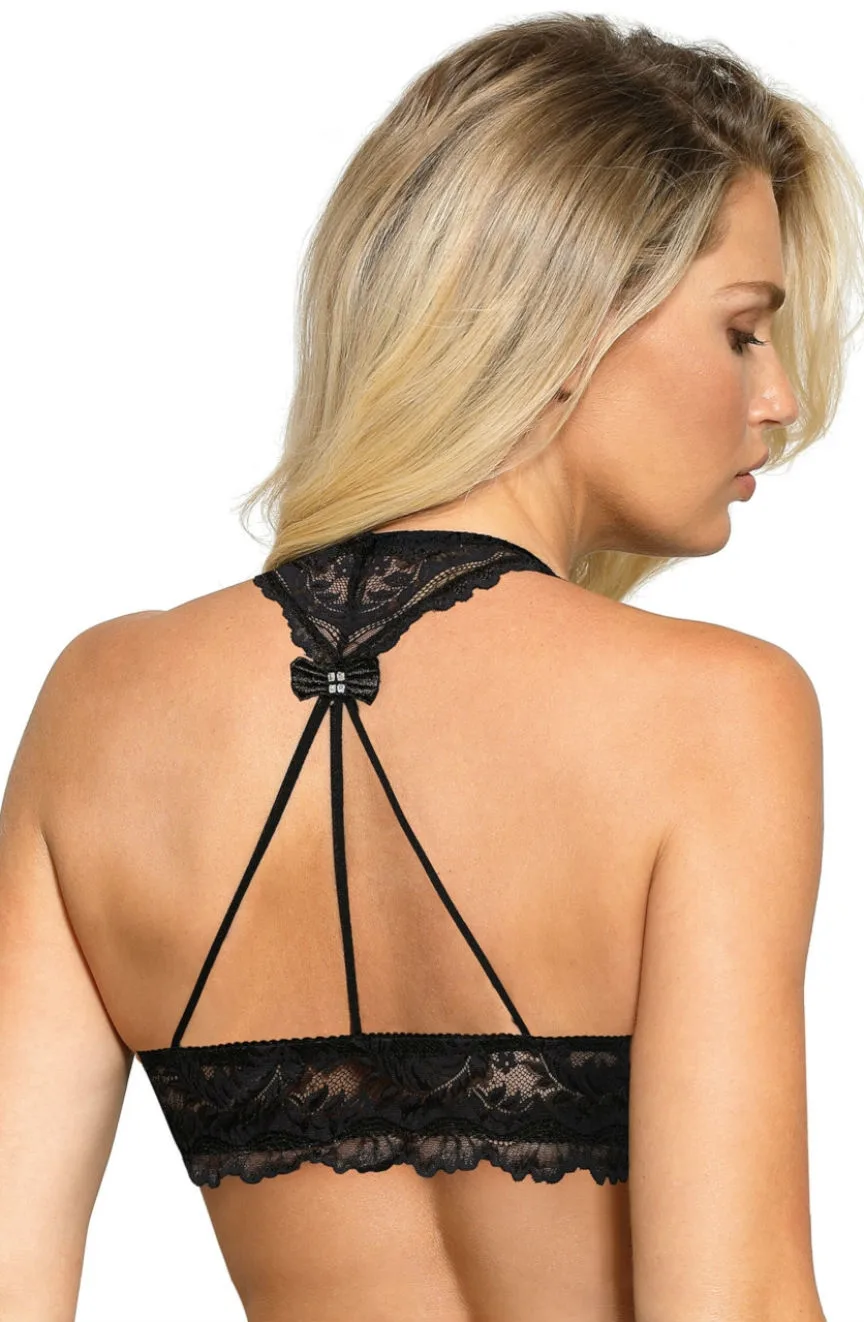 image 4 of Roza Sefia Halter Soft Cup Bra - Plunge with Diamante Detail