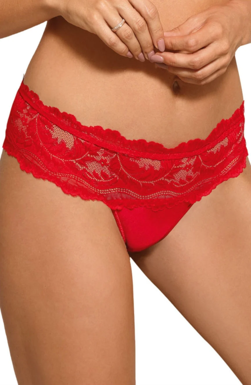 image of Roza Sefia Red Lace Thong - Seductive & Stylish Underwear