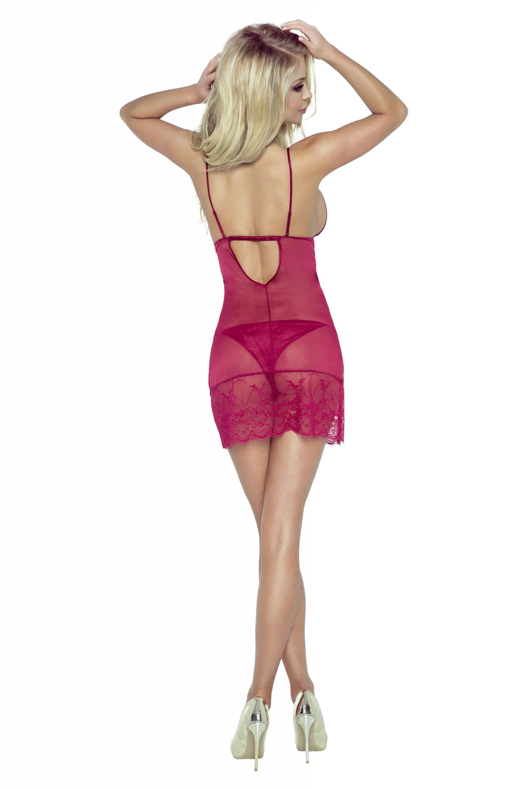 image 2 of Provocative Sensuelle Venice Wine Chemise & Brief Set