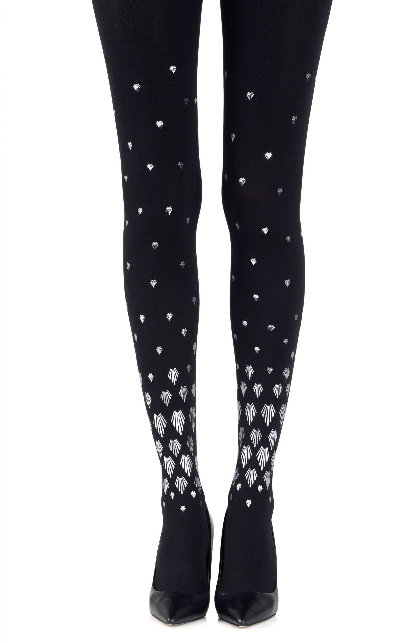 Zohara Black Shell Print Tights - Sea-Inspired Design