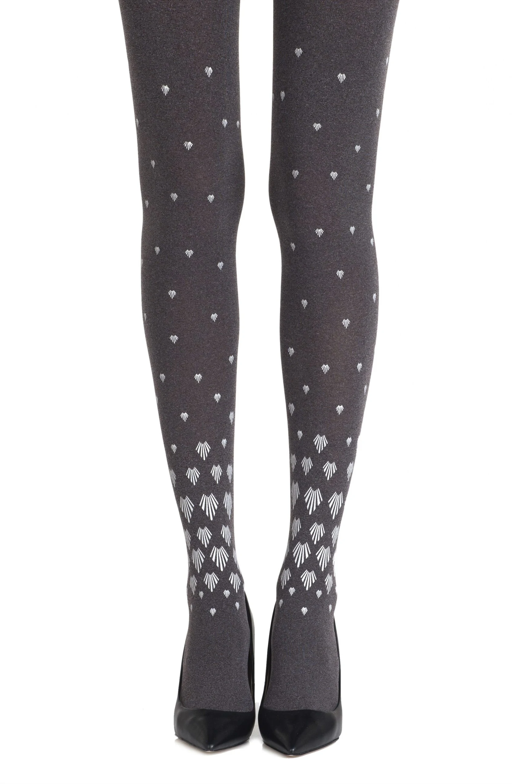 Zohara Shell Out Sea-Inspired Grey Print Tights - 120D Opaque Hosiery