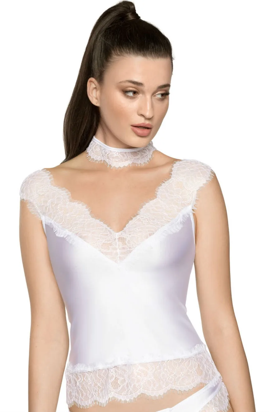 image 3 of Roza Sija Stretch Lace Camisole - White Lingerie Set