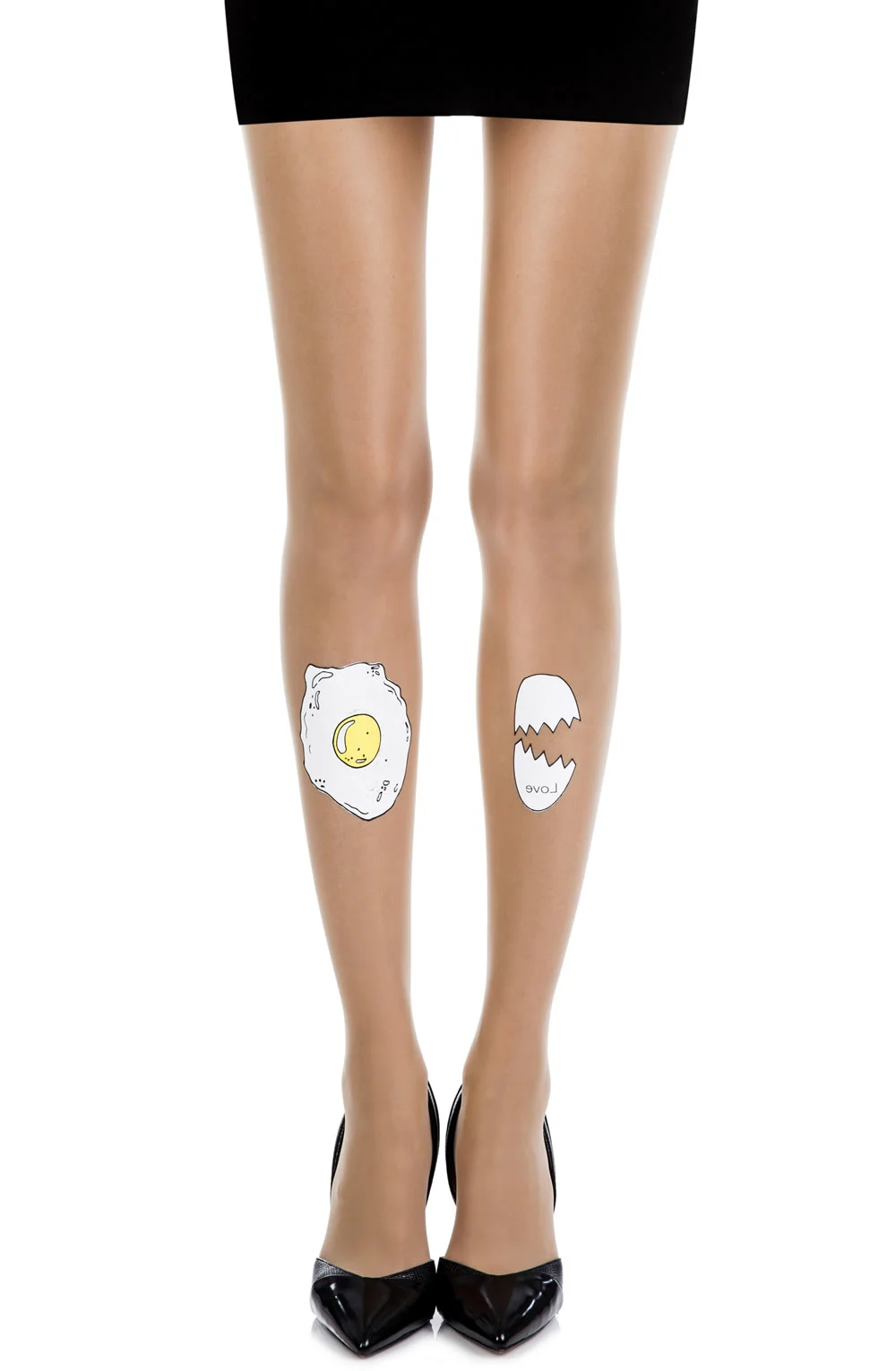 Zohara Egg Print Tights - Fashion Meets Food in Sheer Skin Hosiery