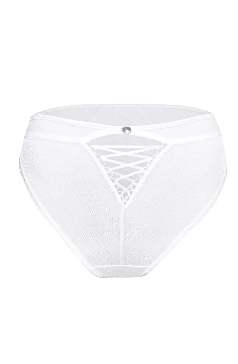 image 2 of Roza Tarra White Brief with V Cut Design & Diamante Detail