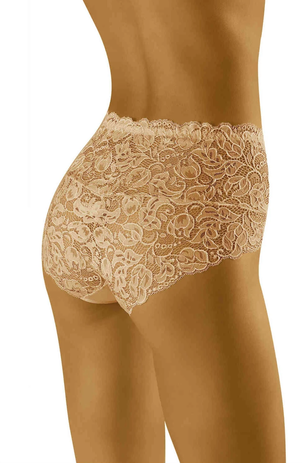 image 2 of Wolbar Beige Lace Briefs - Floral Design - Everyday Comfort