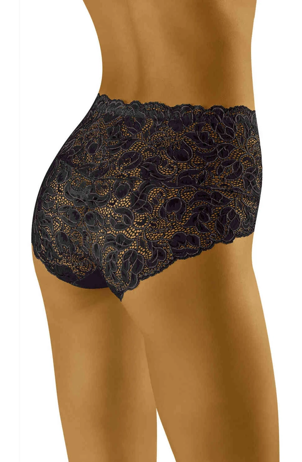 image 2 of Wolbar Black Floral Lace Briefs for Everyday Comfort (Plus Sizes)