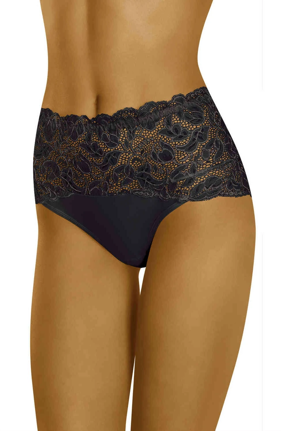 Wolbar Black Floral Lace Briefs for Everyday Comfort (Plus Sizes)