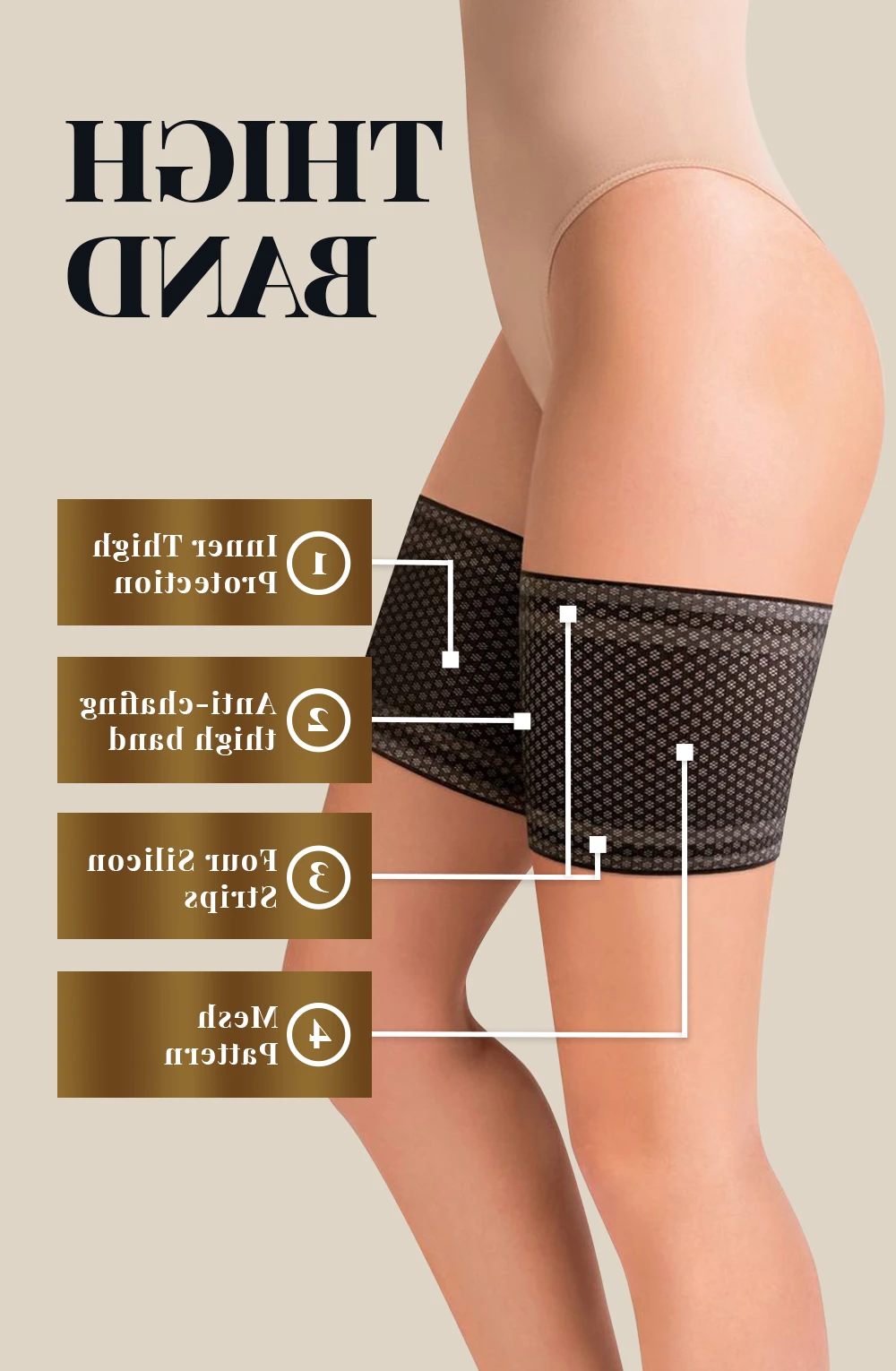 image 2 of Gabriella Black Mesh Thigh Band - Avoid Chafing & Stay Cool