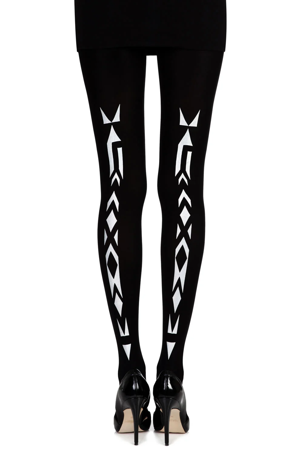 Zohara Tribal Print Black Tights - Bold & Colorful Design