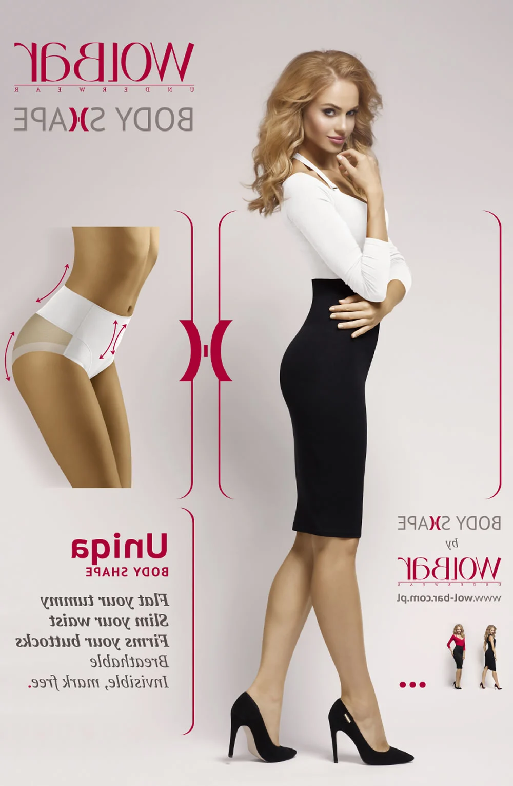 image 2 of Wolbar Uniqa Briefs - Shapewear for Slimmer Waist & Lifted Buttocks (White)