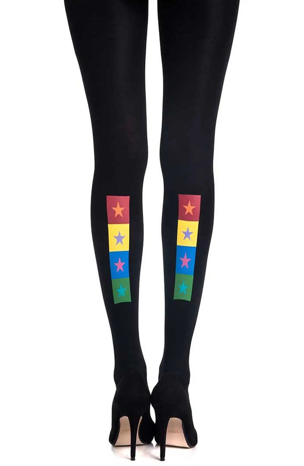 Zohara Black Print Tights - Colorful Design - 120 Denier